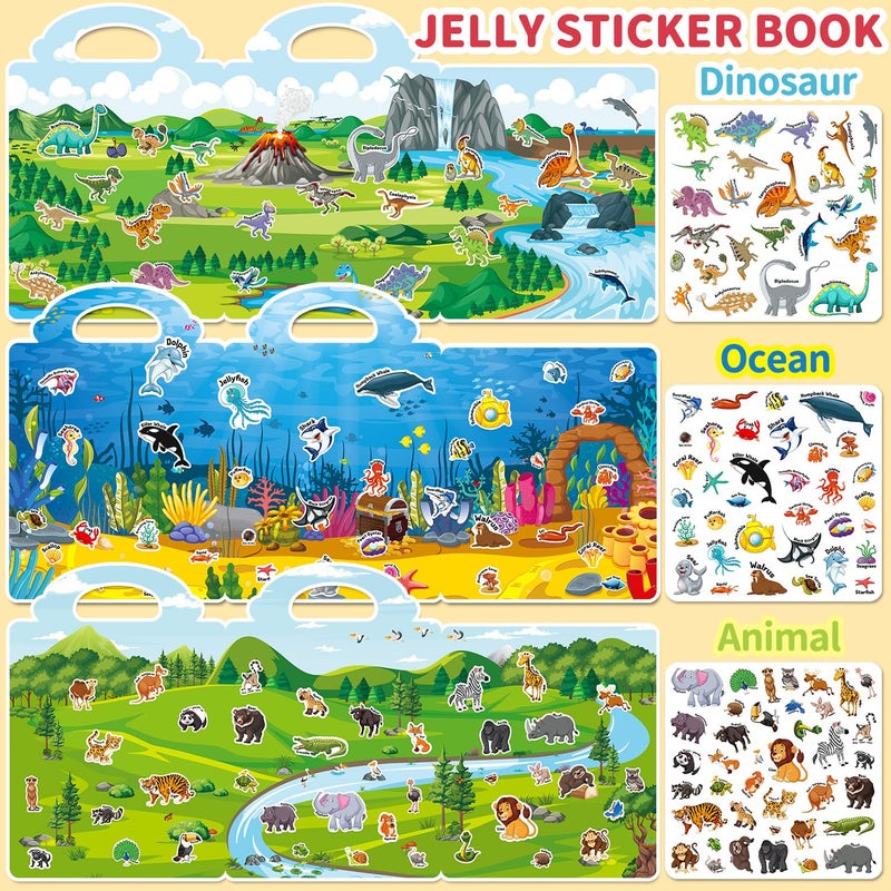 CREATIVETREES 6 Sets Reusable Sticker Book for Toddlers 3-6, Jelly Sticker Books for Toddler, Travel Sticker Activity Toys for Kids 3 4 5 6 Years Old Girls & Boys - Image 4