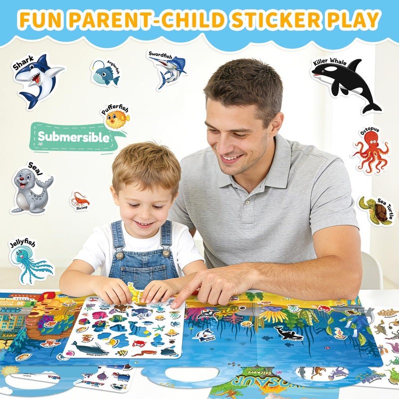 CREATIVETREES 6 Sets Reusable Sticker Book for Toddlers 3-6, Jelly Sticker Books for Toddler, Travel Sticker Activity Toys for Kids 3 4 5 6 Years Old Girls & Boys - Image 2