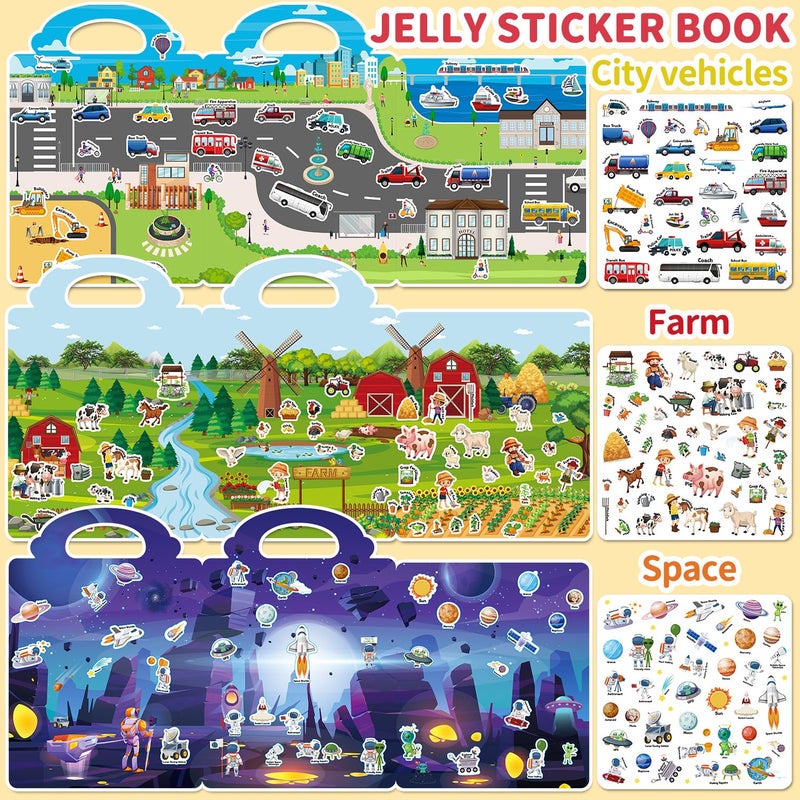 CREATIVETREES 6 Sets Reusable Sticker Book for Toddlers 3-6, Jelly Sticker Books for Toddler, Travel Sticker Activity Toys for Kids 3 4 5 6 Years Old Girls & Boys - Image 3