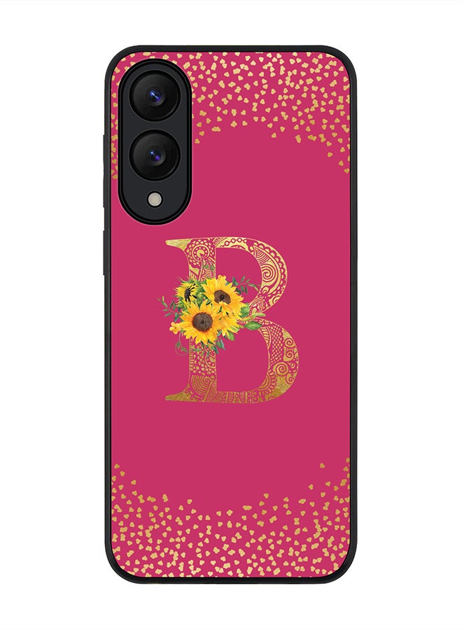 Stylizedd For Samsung Galaxy S25 Edge Case,Slim fit Camera Protection, Shockproof Thin Phone cover  - Custom Floral Monogram - B ( Deep Pink )