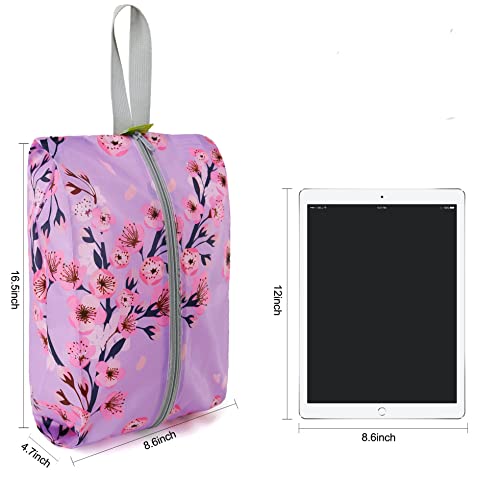 BeeGreen Shoe Organizer 6pcs Shoe Bags with Zipper Closure, Flower Design Shoe Storage Organizer with Handle Travel Bags For Men and Women, Portable Nylon Travel Gifts - Image 2