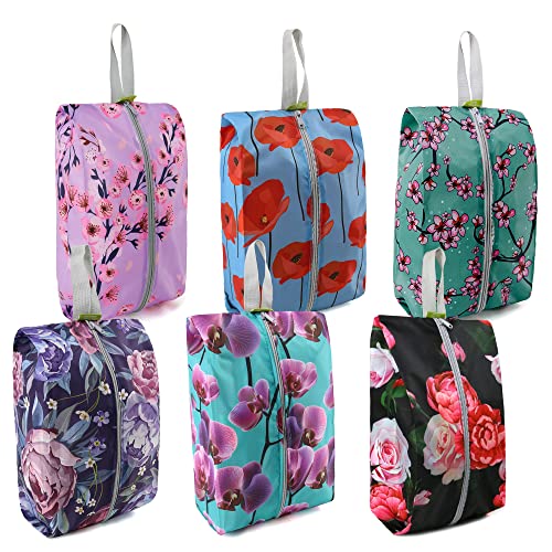 BeeGreen Shoe Organizer 6pcs Shoe Bags with Zipper Closure, Flower Design Shoe Storage Organizer with Handle Travel Bags For Men and Women, Portable Nylon Travel Gifts - Image 1