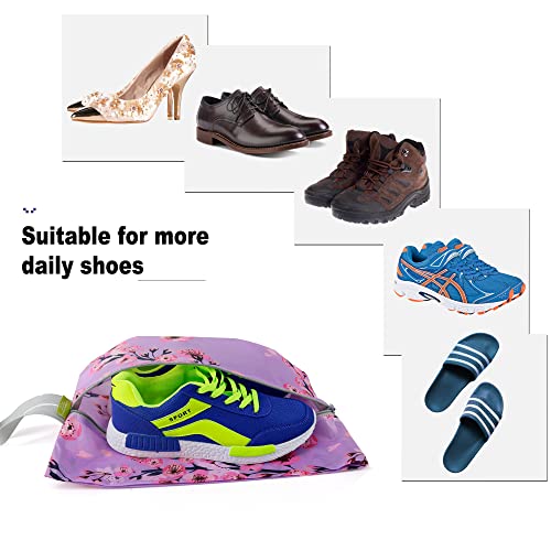 BeeGreen Shoe Organizer 6pcs Shoe Bags with Zipper Closure, Flower Design Shoe Storage Organizer with Handle Travel Bags For Men and Women, Portable Nylon Travel Gifts - Image 3