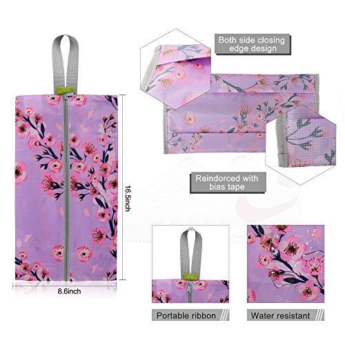 BeeGreen Shoe Organizer 6pcs Shoe Bags with Zipper Closure, Flower Design Shoe Storage Organizer with Handle Travel Bags For Men and Women, Portable Nylon Travel Gifts - Image 5