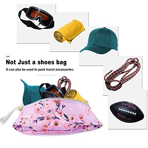 BeeGreen Shoe Organizer 6pcs Shoe Bags with Zipper Closure, Flower Design Shoe Storage Organizer with Handle Travel Bags For Men and Women, Portable Nylon Travel Gifts - Image 4