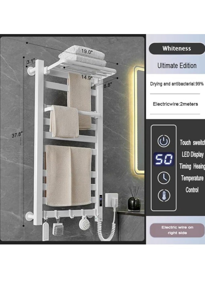 Arabest Heated Towel Rack for Bathroom, Towel Warmer with Top Shelf, Wall Mounted Towel Warmer Rack, Hard-Wired/Plug-in  - Image 2