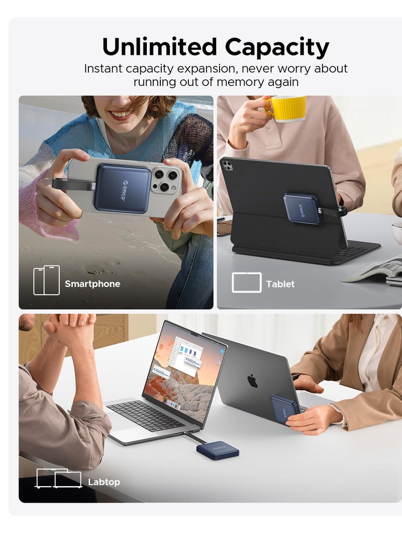 Orico - ORICO 512GB Magnetic External SSD, 4K ProRes HDR Record and Store, USB3.1 Gen2(1000MB/s), USB3.2 Gen2*2(2000MB/s), Portable Solid State Drive, Compatible with USB-C Smartphone, Computer - A20PLUS - Image 1