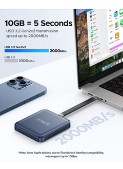 Orico ORICO 512GB Magnetic External SSD, 4K ProRes HDR Record and Store, USB3.1 Gen2(1000MB/s), USB3.2 Gen2*2(2000MB/s), Portable Solid State Drive, Compatible with USB-C Smartphone, Computer - A20PLUS  - Image 4