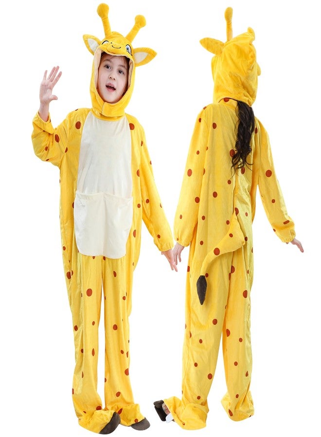 MICHLEY Unisex Giraffe Costume for Kids Ages 7-8Years Soft Spotted Jumpsuit Easy Wash School Play Zoo Party - Image 1