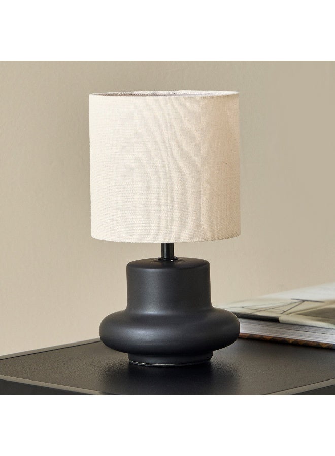 Home Box مصباح طاولة سيراميك إيمزي مع ظل من الكتان - 28 سم - Image 1