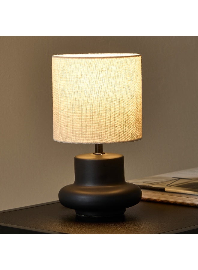 Home Box مصباح طاولة سيراميك إيمزي مع ظل من الكتان - 28 سم - Image 2