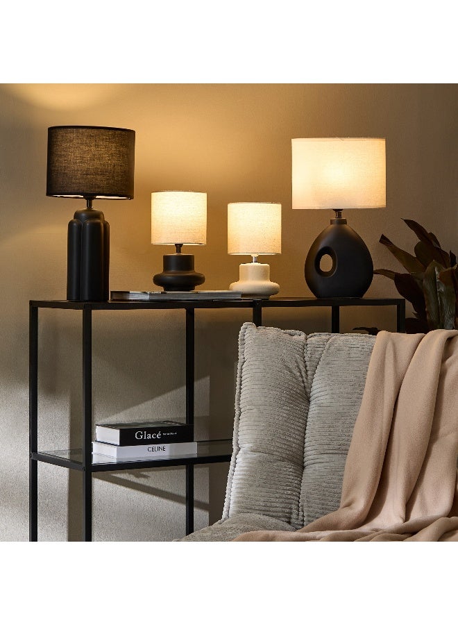 Home Box مصباح طاولة سيراميك إيمزي مع ظل من الكتان - 28 سم - Image 4