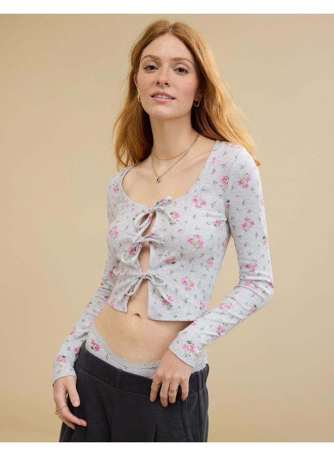 آري من امريكان ايجل تي شيرت كاردي بأكمام طويلة وربطة أمامية من آيري - Image 1