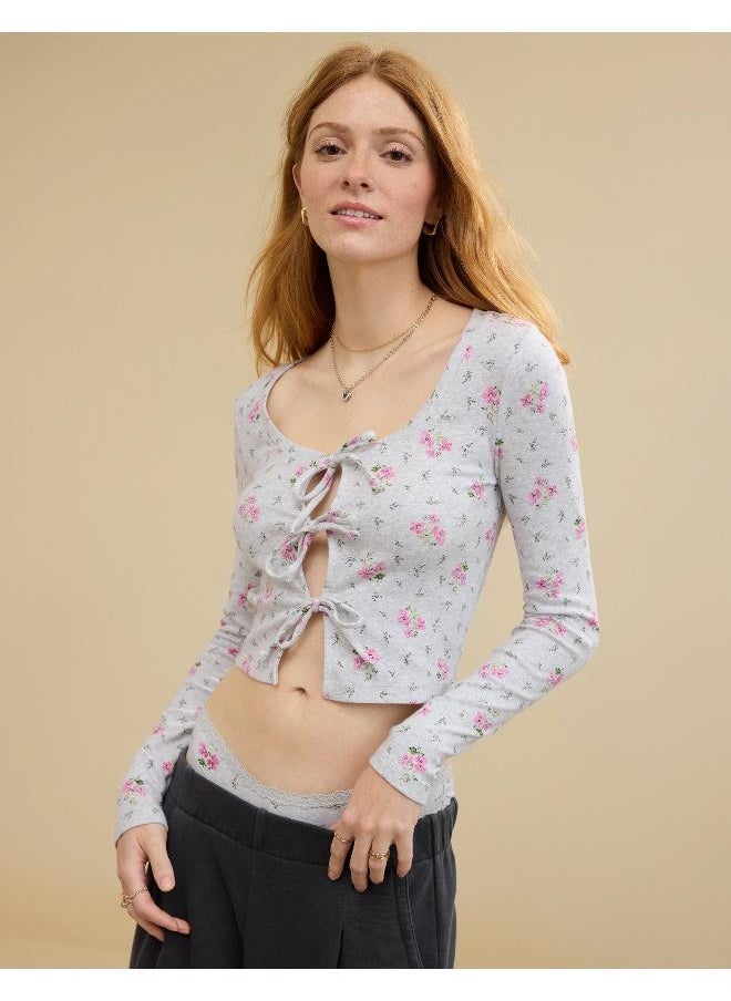 Aerie Aerie Long Sleeve Tie Front Cardi T-Shirt  - Image 1