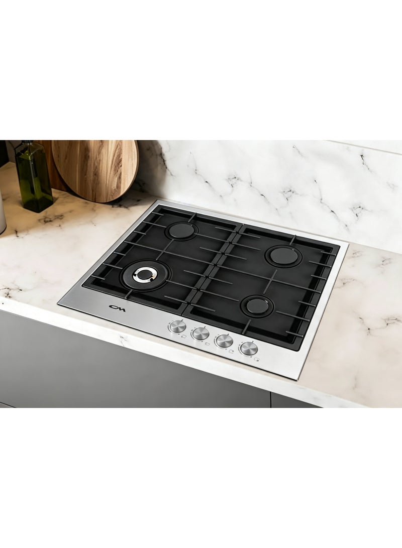 CM TWIN INOX 60 4B 60cm Stainless Steel Gas Hob – 4 Burner Cooktop with Cast Iron Pan Supports & Safety Device - Image 3