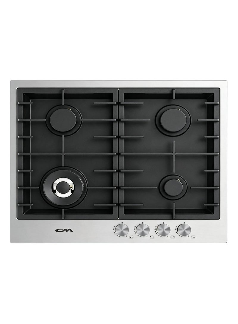 CM TWIN INOX 60 4B 60cm Stainless Steel Gas Hob – 4 Burner Cooktop with Cast Iron Pan Supports & Safety Device - Image 1
