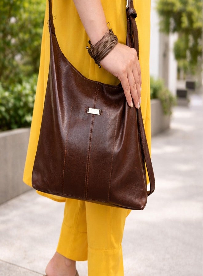 STRUTT Saddle Drift Genuine Leather Handbag for Women Brown Shoulder Bag Hobo Tote Bag Sling Bag Style Premium Vintage Leather Purse Adjustable Strap - Image 2