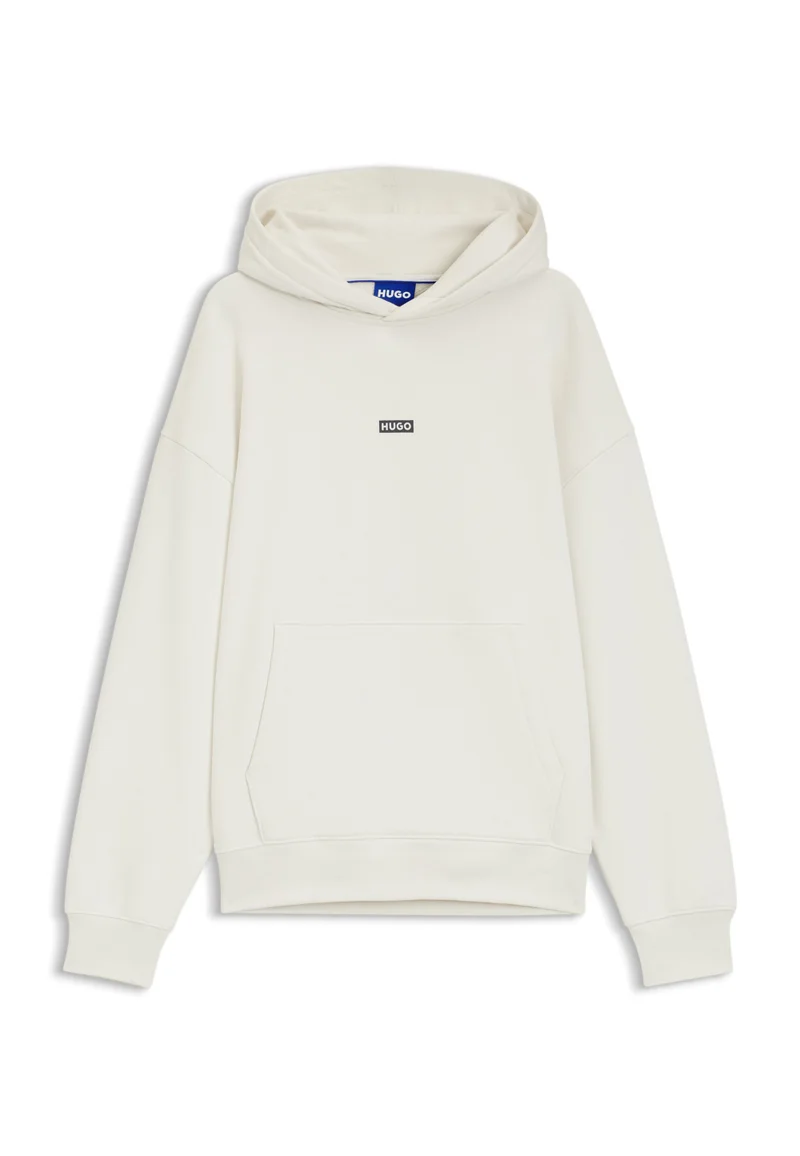 هوجو Cotton-terry loose-fit hoodie with logo details