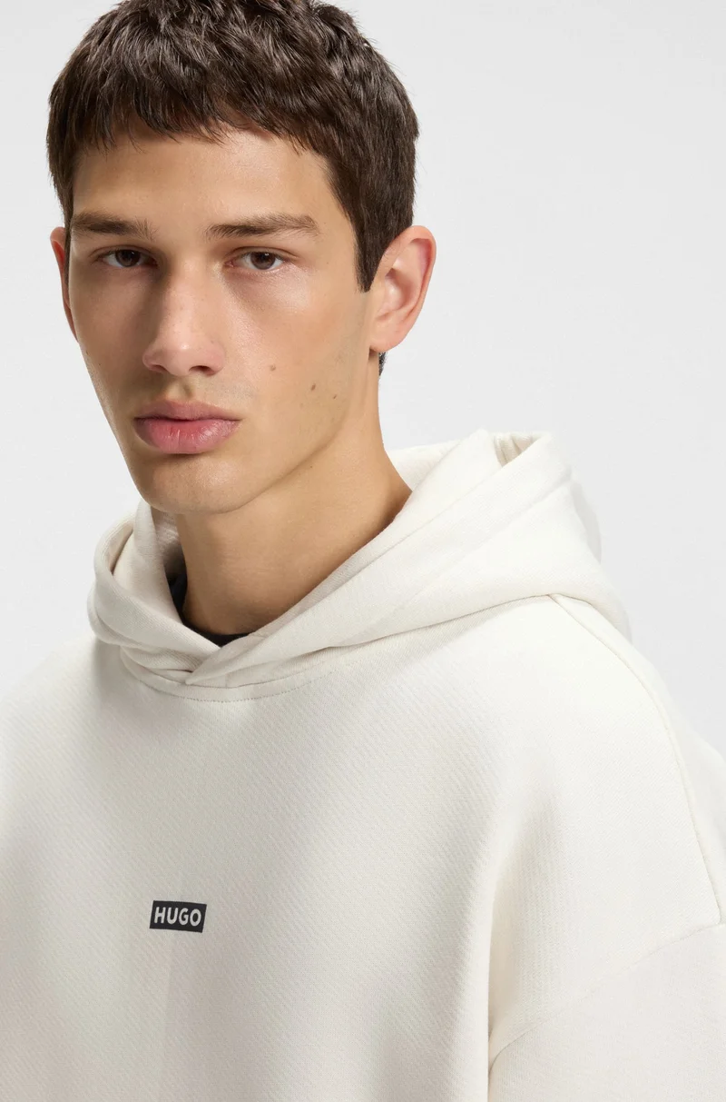 HUGO Cotton-terry loose-fit hoodie with logo details