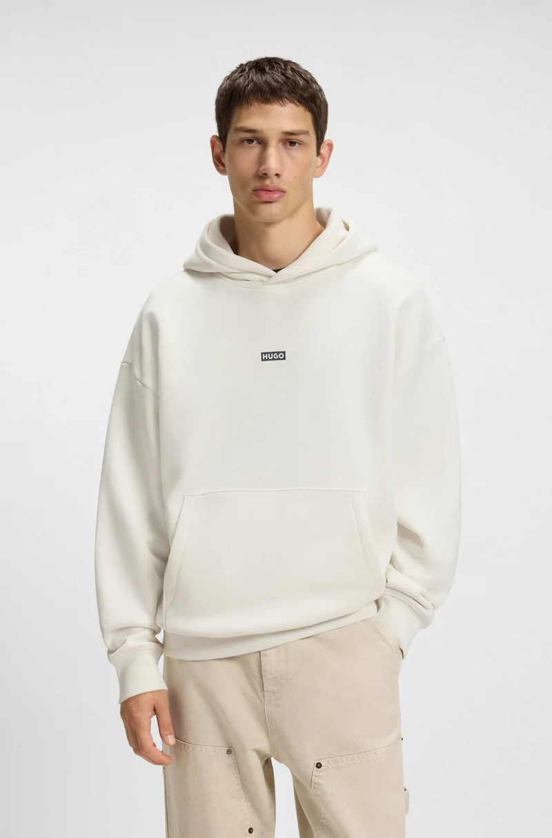 HUGO Cotton-terry loose-fit hoodie with logo details