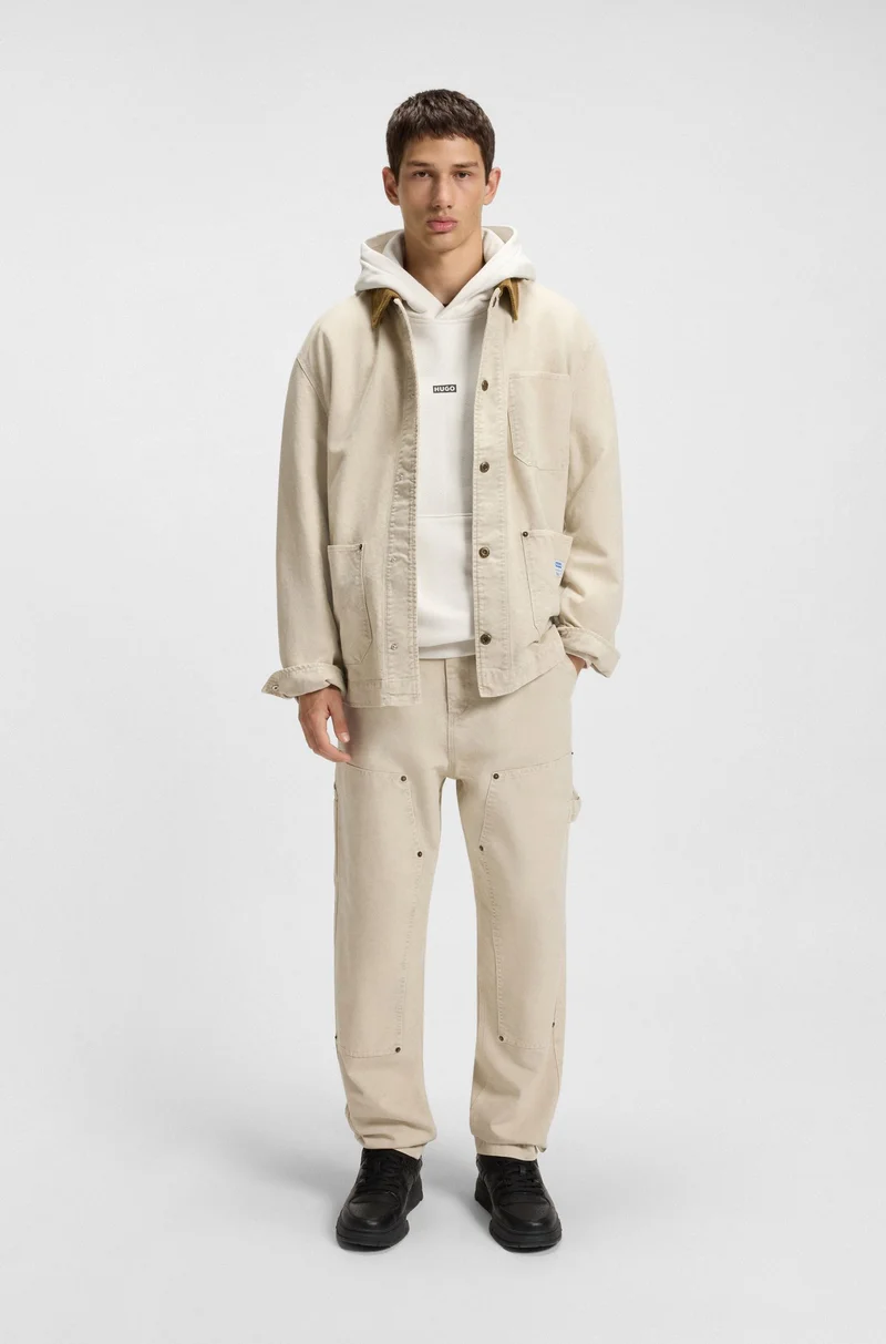 HUGO  Cotton-terry loose-fit hoodie with logo details for Men | Best Price UAE