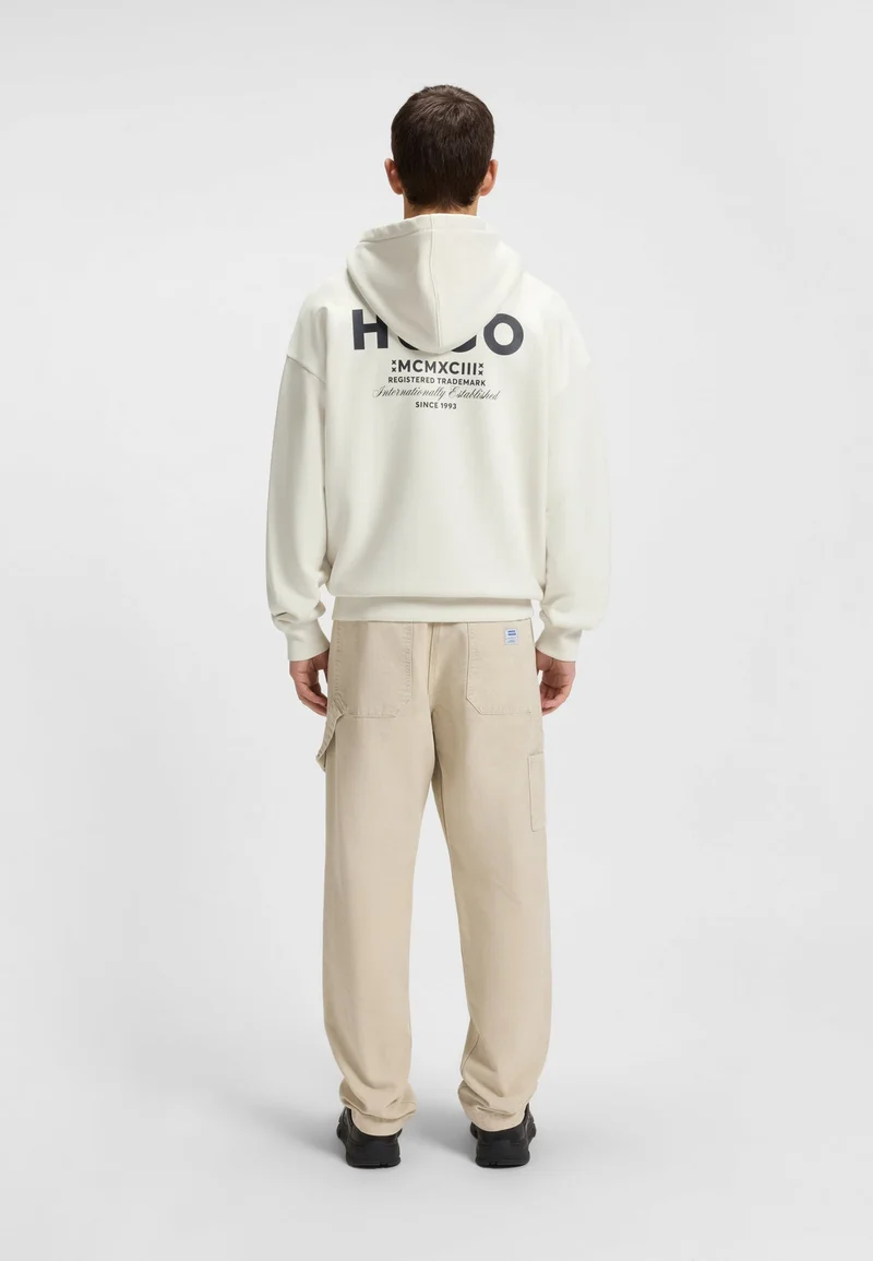 HUGO Cotton-terry loose-fit hoodie with logo details