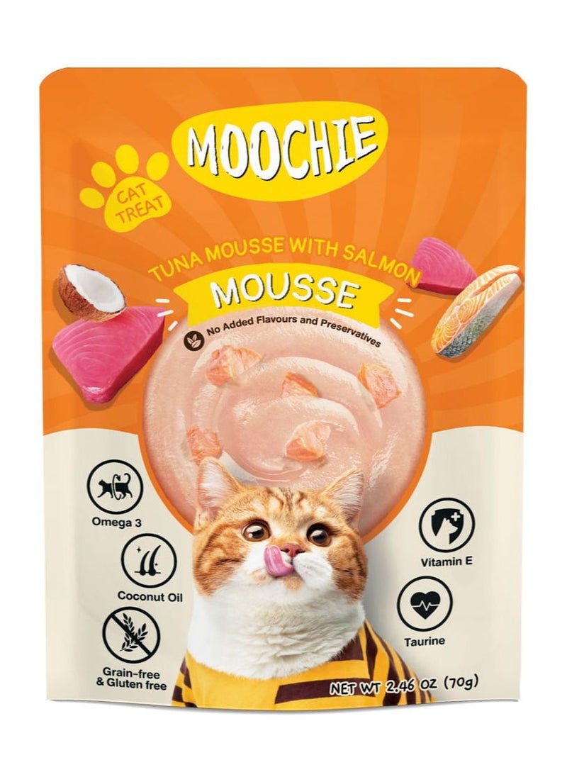MOOCHIE moochie tuna mousse with salmon pouch 70g pack of 6 