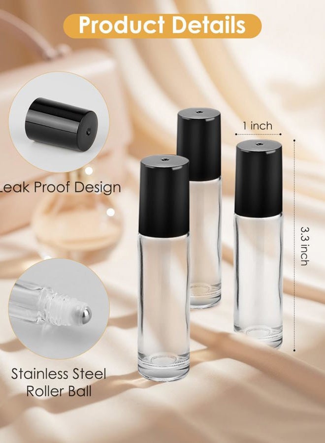 Worldgsb 4 Pack Essential Oil Roller Bottles, 10ml Refillable Clear Glass Roller Bottles with Stainless Steel Roller Balls and Caps for Travel, Perfume and Lip Gloss - Image 4