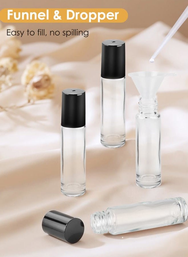 Worldgsb 4 Pack Essential Oil Roller Bottles, 10ml Refillable Clear Glass Roller Bottles with Stainless Steel Roller Balls and Caps for Travel, Perfume and Lip Gloss - Image 3