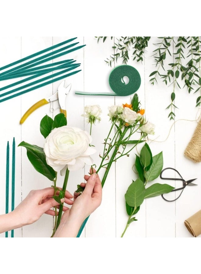 60 Pcs Garden Stakes Green Bamboo Sticks, Wooden Plant Support Sticks, Sturdy Floral Plant Support Stakes, with Garden Ties and Nylon Plant Tie Strap, Suitable for Garden - Image 5