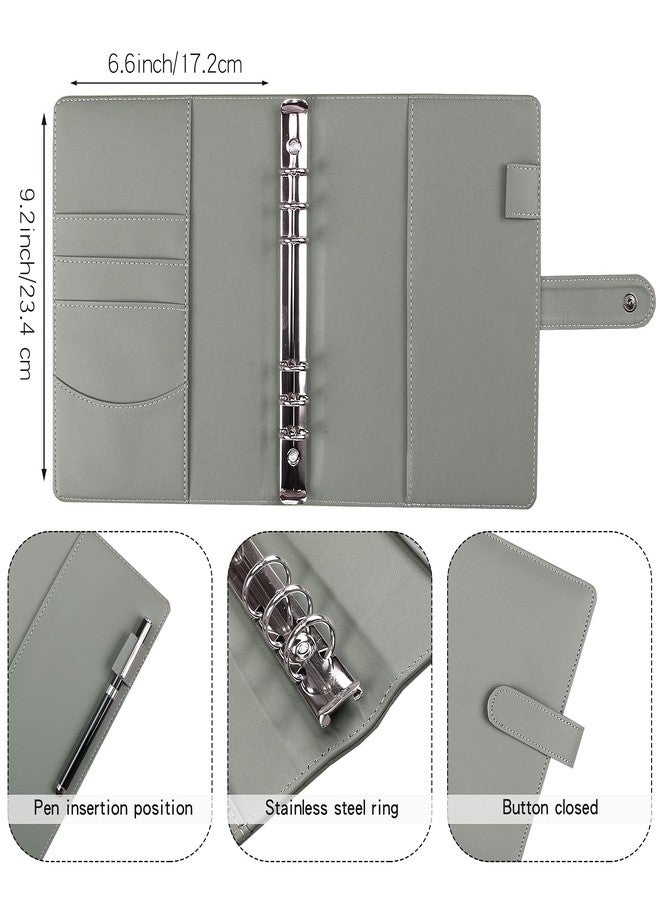 LXWHYP a5 Binder Binder Notebook Financial Management PU Leather Notebook Binder with 12 PCS Budget Envelopes, Pockets Light Gray - Image 2