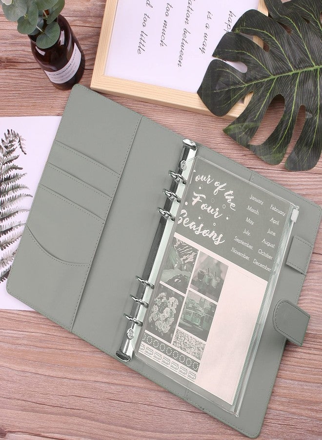 LXWHYP a5 Binder Binder Notebook Financial Management PU Leather Notebook Binder with 12 PCS Budget Envelopes, Pockets Light Gray - Image 5