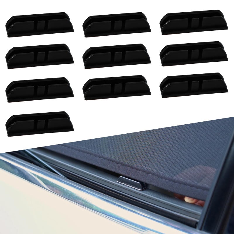 XCBYT 10 PCS Car Window Shades Retaining Clips Universal SelfAdhesive Window Curtain Holders Strong Plastic Fixing Clips for Auto Side Window Sun Shades Easy Installation Durable Black - Image 3