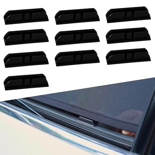 XCBYT 10 PCS Car Window Shades Retaining Clips Universal SelfAdhesive Window Curtain Holders Strong Plastic Fixing Clips for Auto Side Window Sun Shades Easy Installation Durable Black - Image 1
