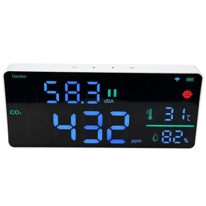 CO2 Monitor 4-In-1 Smart Tester - Buzzer Alarm 11in LED Display With 2.4G WiFi Support 2000mAh Battery High Accuracy for Bedroom Kitchen Office Indoor Settings - Image 1