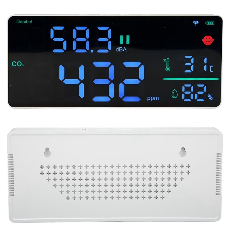 CO2 Monitor 4-In-1 Smart Tester - Buzzer Alarm 11in LED Display With 2.4G WiFi Support 2000mAh Battery High Accuracy for Bedroom Kitchen Office Indoor Settings - Image 2
