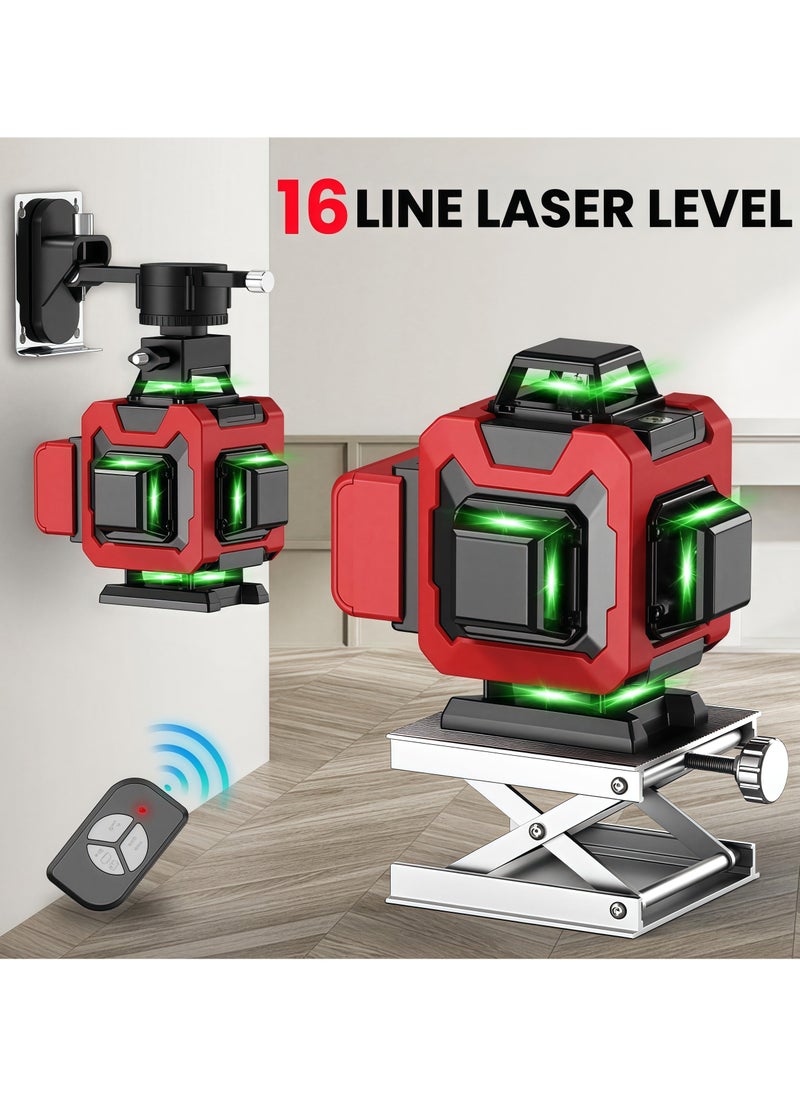 ADEBOLA - 4D Laser Level Pro Kit ，16 Lines 360° Self-Leveling with Magnetic Rotating Base， Tripod ，2 Long-Lasting Batteries& Remote Control Perfect for Tile Floors, Construction, Picture Hanging (Portable Toolbox Included) - Image 1