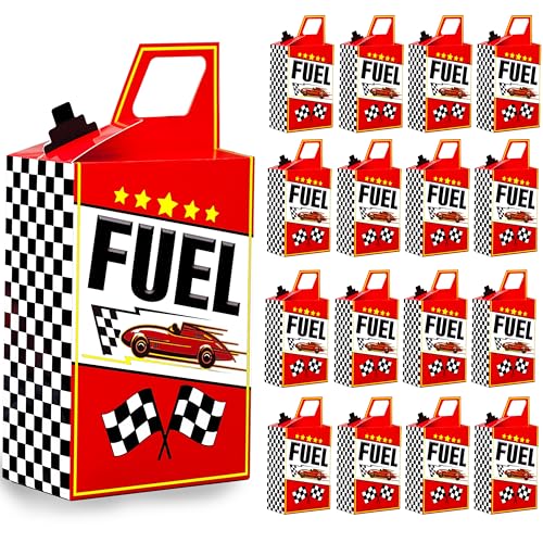 8HREST 24PCS Race Car Fuel Can Treat Boxes Racing Birthday Party Supplies Black And White Checkered Flag Party Boxes - Image 1
