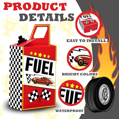 8HREST 24PCS Race Car Fuel Can Treat Boxes Racing Birthday Party Supplies Black And White Checkered Flag Party Boxes - Image 3