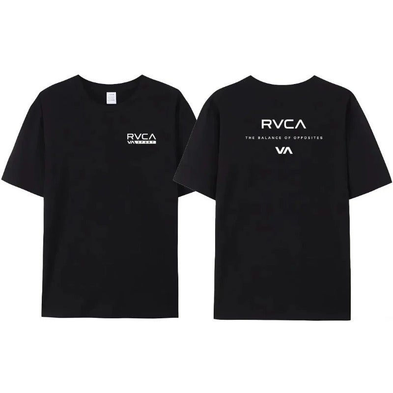 تي شيرت Rvca للرجال والنساء تي أسود صيفي قطن تي شيرت واسع - Image 2
