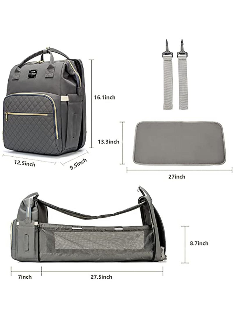 LIMOS Diaper Bag Backpack with Travel Bassinet Detachable Foldable Baby Bed for Toddler(Grey) - Image 3