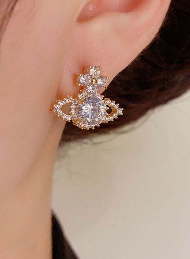 TUNKE Luxury Crown Crystal Stud Earrings, Sparkling Rhinestone Design, Elegant & Stylish - Image 4