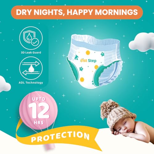 1st Step Play Pant Style Baby Diapers – Ultrasoft Comfort with 3D Leak Guard, Gel Lock Technology & Breathable Cotton Fit for up to 12 Hours Protection – S (76 Diapers) - Image 2