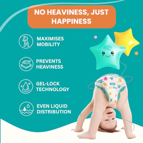 1st Step Play Pant Style Baby Diapers – Ultrasoft Comfort with 3D Leak Guard, Gel Lock Technology & Breathable Cotton Fit for up to 12 Hours Protection – S (76 Diapers) - Image 4