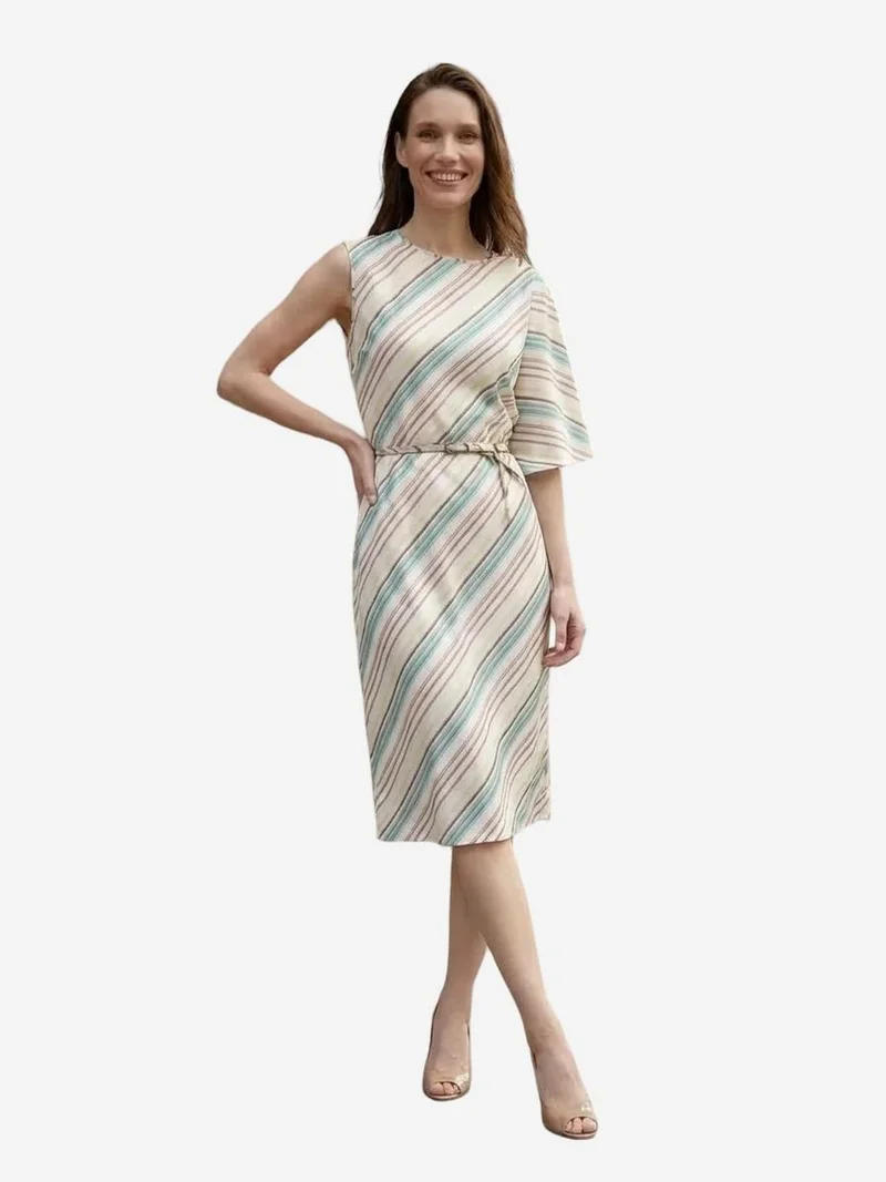 My Fashion Powder Blue MY FASHION Striped Lyocell Midi Dress for Women | Best Price UAE