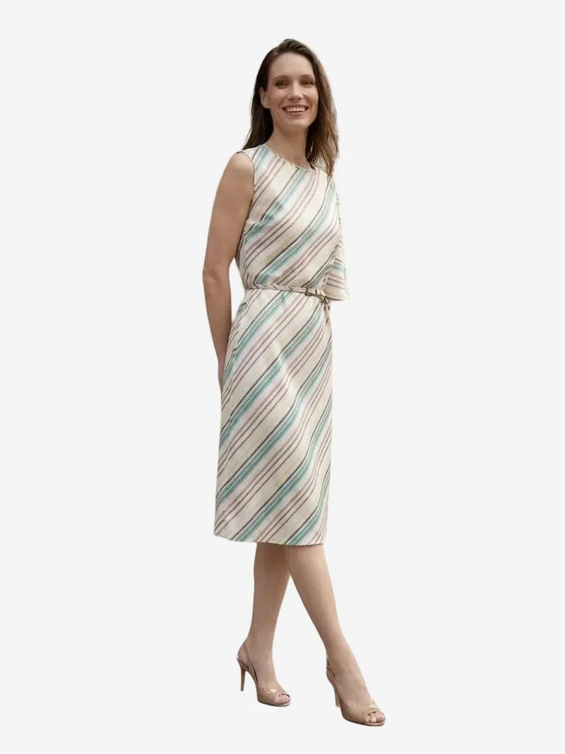 ماي فاشن MY FASHION Striped Lyocell Midi Dress