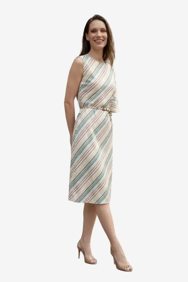 ماي فاشن MY FASHION Striped Lyocell Midi Dress