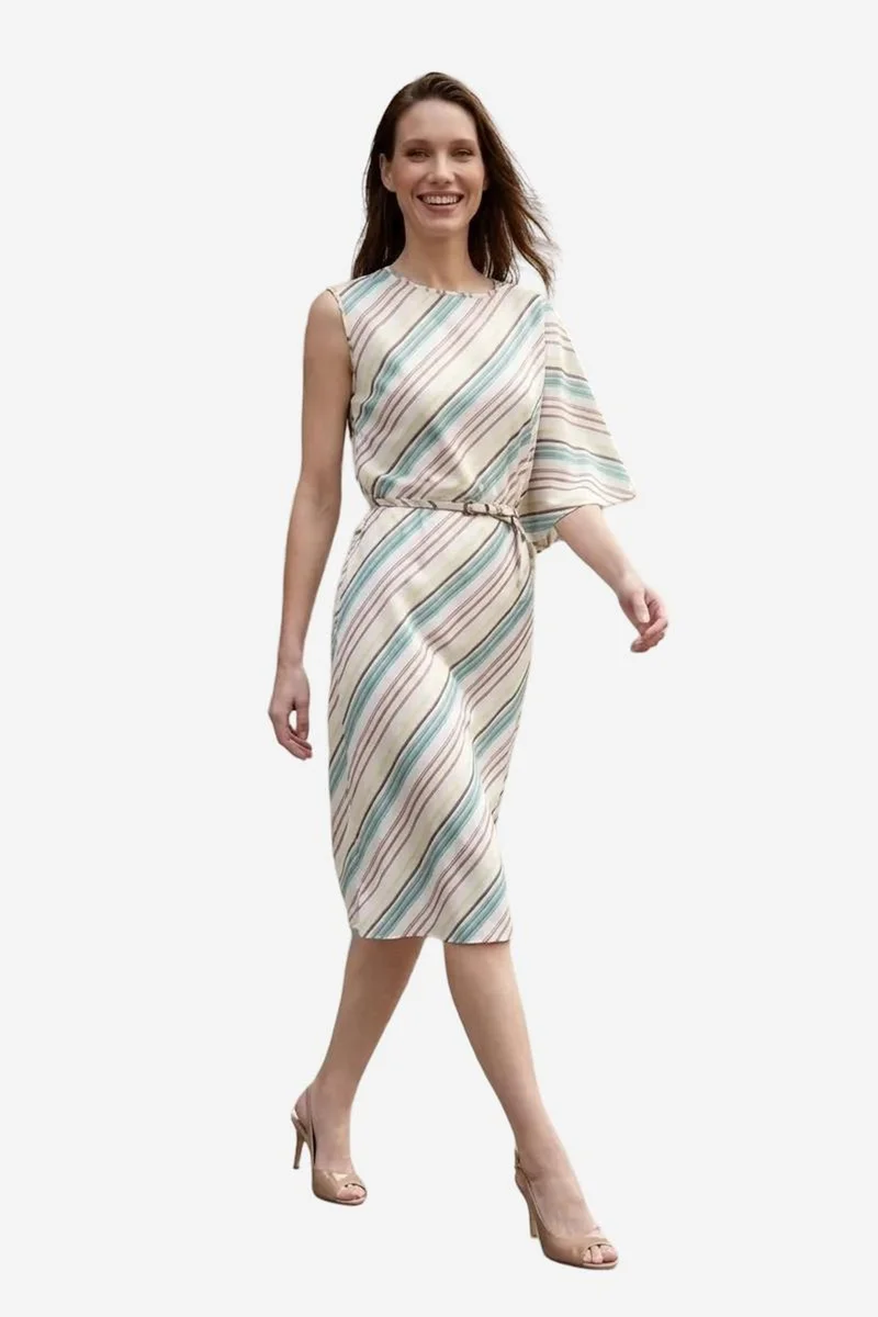 ماي فاشن MY FASHION Striped Lyocell Midi Dress