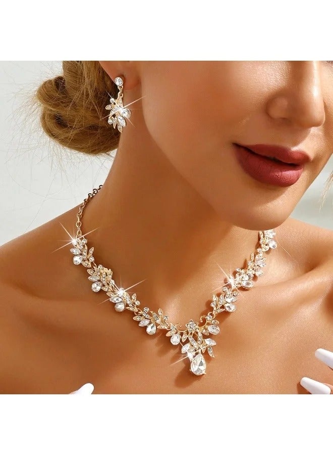Vintage Elegant Floral Beaded Necklace and Earrings Set – Versatile Women’s Choker Chain - Image 3