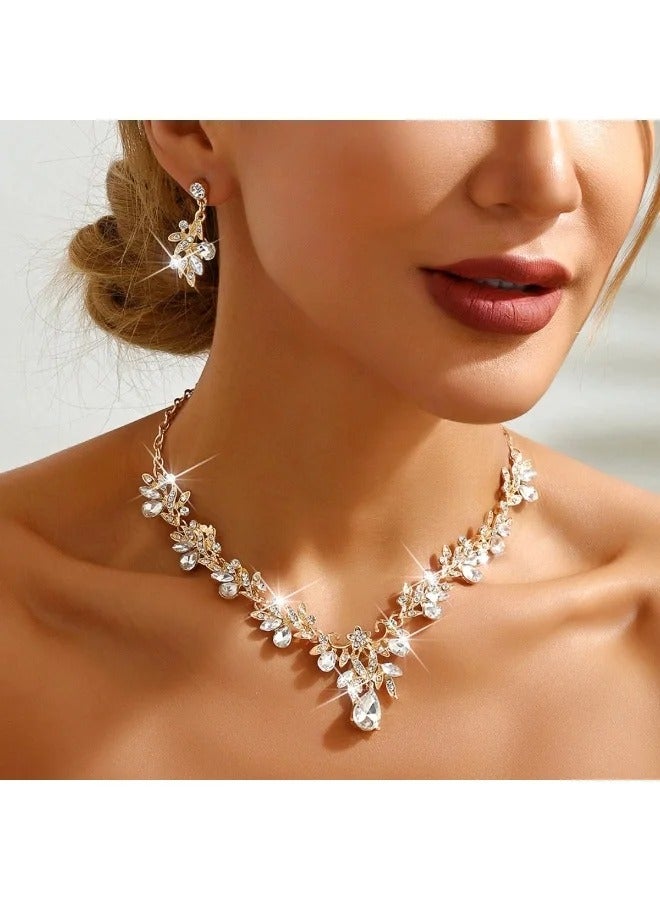 Vintage Elegant Floral Beaded Necklace and Earrings Set – Versatile Women’s Choker Chain - Image 1